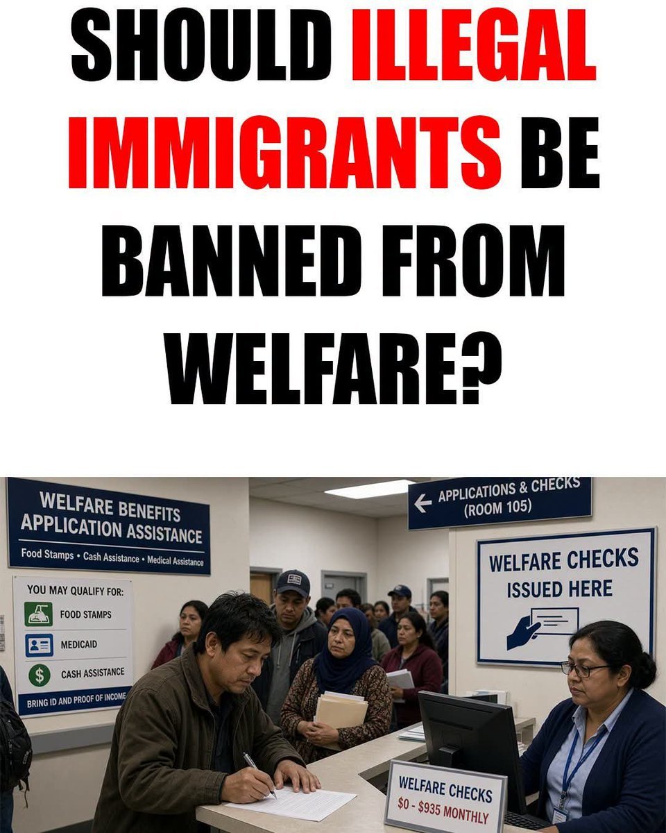 StephenNesaraG's tweet photo. SHOULD ILLEGAL IMMIGRANTS BE BANNED FROM WELFARE? https://t.co/G2MWYIM5U2