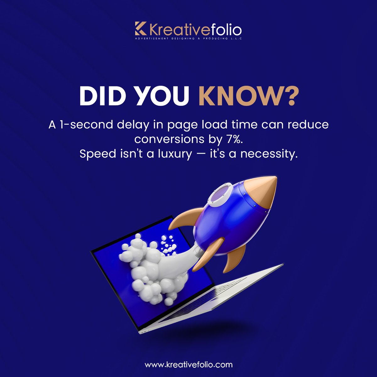 MissKrans's tweet photo. Speed sells. Delays kill. A one-second delay can reduce conversions by 7%. We build websites that look great, load fast, and convert faster. Ready to boost performance? Let’s talk. https://t.co/kVu3eLAzPB