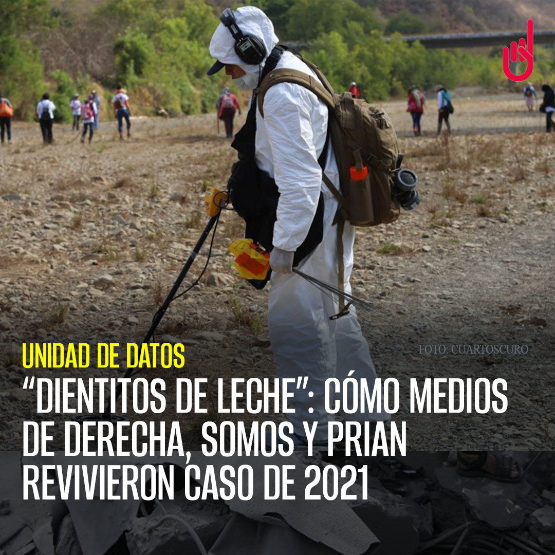 SinEmbargoMX's tweet photo. #UnidadDeDatos ¬ “Dientitos de leche”: La Fiscalía de Michoacán negó el caso de una fosa en Michoacán con mil 600 dientitos de leche, reportado por el periodista Óscar Balderas y amplificado por Televisión Azteca, Alito Moreno y Adela Micha, entre otros. 

🧵 (1/6) https://t.co/lHaymq3SZN
