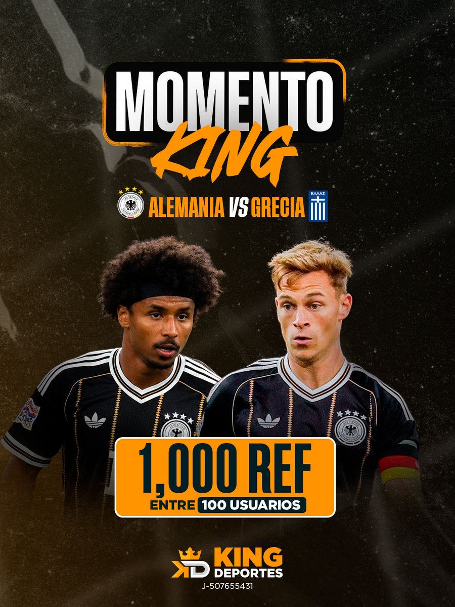 kingdeportesve's tweet photo. Momento de comentar tu usuario 
y mencionar a un amigo por si se 
da el Momento King😎

Para participar:
1️⃣ Estar registrado y verificado en 👉 https://t.co/8ulwLXyBna
2️⃣ Seguir a @kingdeportesve y @reinokingve.
3️⃣ Dar me gusta ❤️ y repost 🔁.
4️⃣ Comenta los equipos + tu usuario KingDeportes.
5️⃣ Mínimo 5$ en recargas en los últimos 7 días.

MIENTRAS MÁS COMENTES,
MÁS OPORTUNIDADES TIENES DE GANAR

🚨 Aplican términos y condiciones generales de la plataforma 🚨