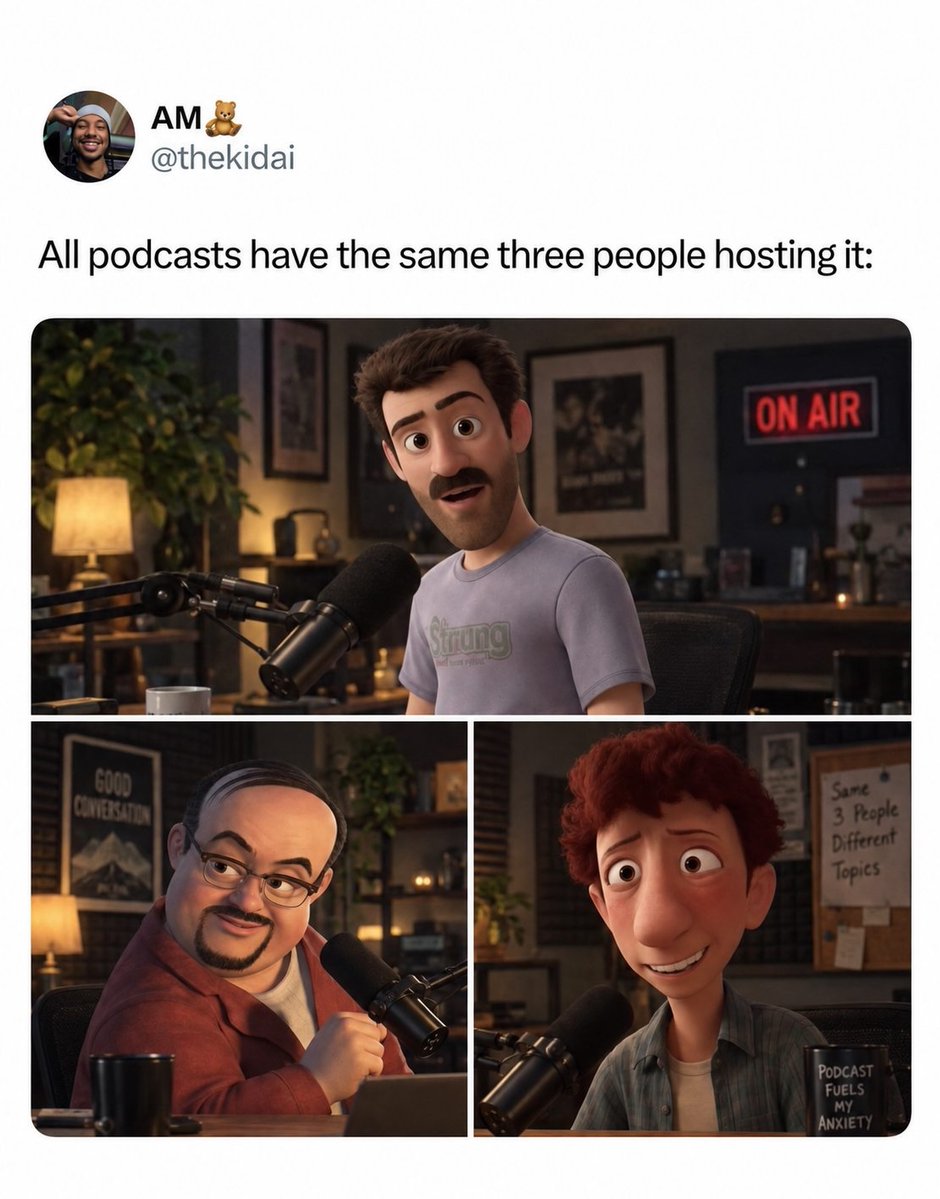 LaureenSfera's tweet photo. Every podcast somehow spawned the same trio. Podcasting began in 2004, but RSS made it revolutionary: listeners could subscribe and receive episodes whenever they wanted. Now, with minimal equipment, everyone has a podcast—and an opinion. https://t.co/Nebyf70X36