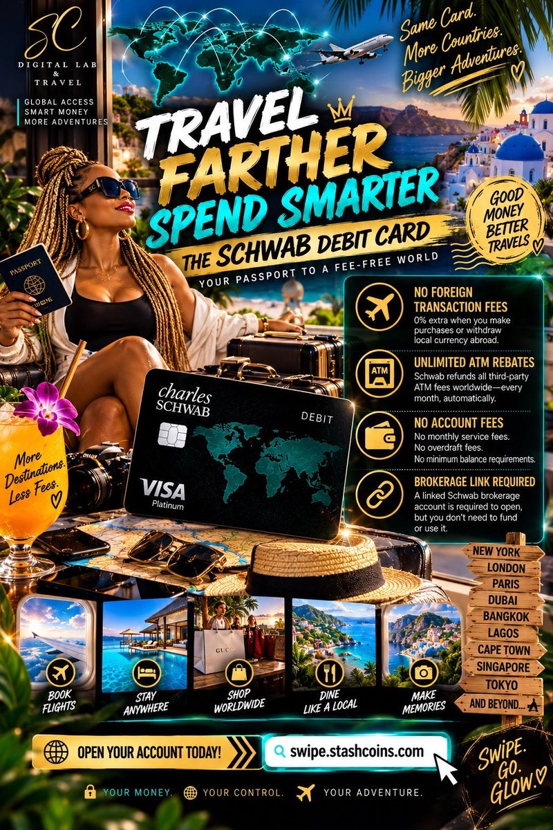 StashCoins's tweet photo. 💸✈️ ATM FEES ABROAD? SCHWAB SAID SEND ’EM BACK. 😎🌍
Unlimited worldwide ATM fee rebates + no foreign transaction fees.
🔗 https://t.co/57alIw8nF6
#TravelMoney #TravelHack #SmartMoney #TravelTips #InternationalTravel #FrequentTraveler #TravelSmart https://t.co/2veOrTdo26