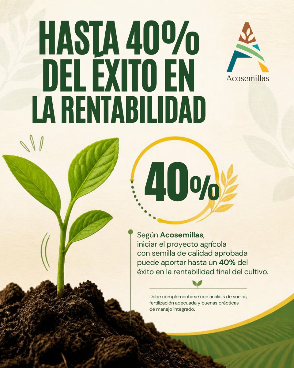 ACOSEMILLAS's tweet photo. Sembrar semillas legales no es un gasto, ¡es la garantía de hasta el 40% del éxito de tu #cosecha ! 🌾🧾
Desde Acosemillas le proponemos al Gobierno nacional la implementación de la factura electrónica y la trazabilidad integral como requisito clave para acceder a créditos, seguros agropecuarios y beneficios del Estado. 🌿🌤️ 
#Acosemillas #AgriculturaColombia #SemillaLegal #FacturaElectrónica #Biotecnología #CampoColombiano #AgroRendidor @LeoarizaR @ICACOLOMBIA @MinAgricultura @DajudArturo @gmorenogo @FENALCE @infopresidencia 

Toda la info:
https://t.co/XLc6y7BtY3
