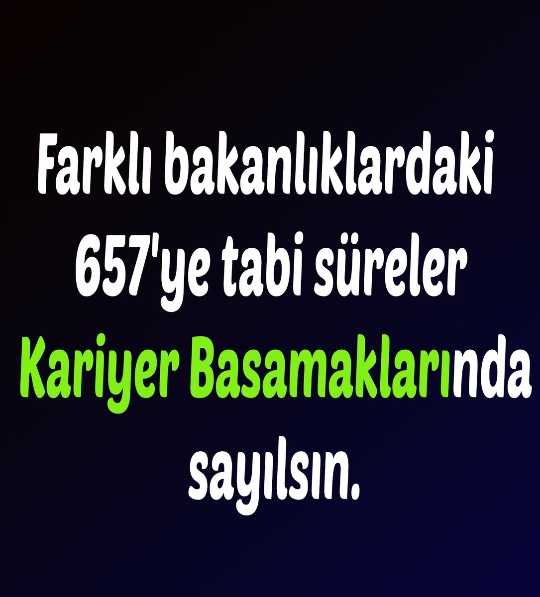 yilmazsen35's tweet photo. Farklı bakanlıklardaki 657'ye tabi sürelerimizin kariyer basamaklarında sayılmasını talep ediyoruz.
@RTErdogan
@tcbestepe
@Yusuf__Tekin
@Akparti
@MHP_Bilgi
@TBMMGenelKurulu
#meb #kariyer https://t.co/SSYMWvBoPo