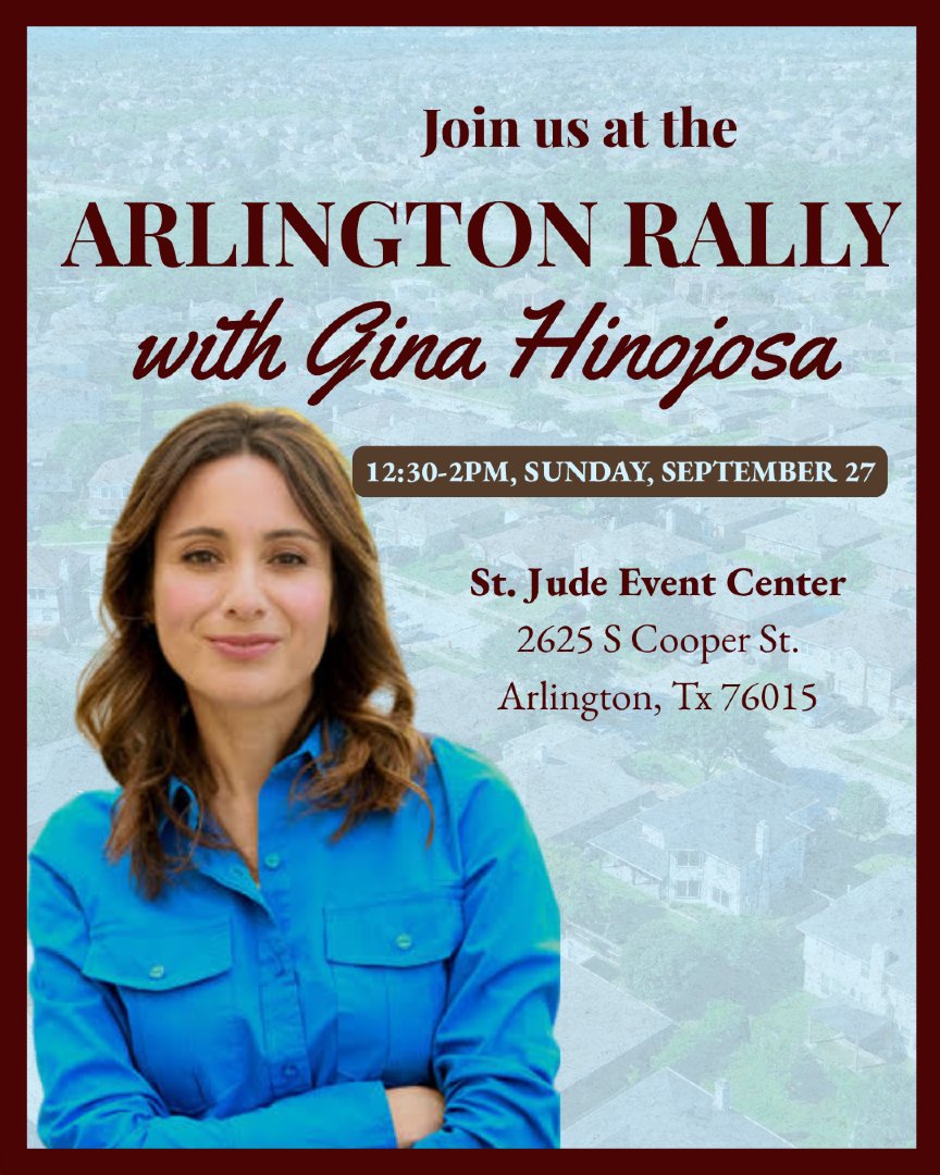 RepRamonRomero's tweet photo. Texas is ready for change!  Come meet @GinaForTexas and I in Arlington this Sunday, Sept 27 at 12:30 PM! #TxLege

RSVP: https://t.co/fl5tAOQ9Im https://t.co/iuHl6t3INf