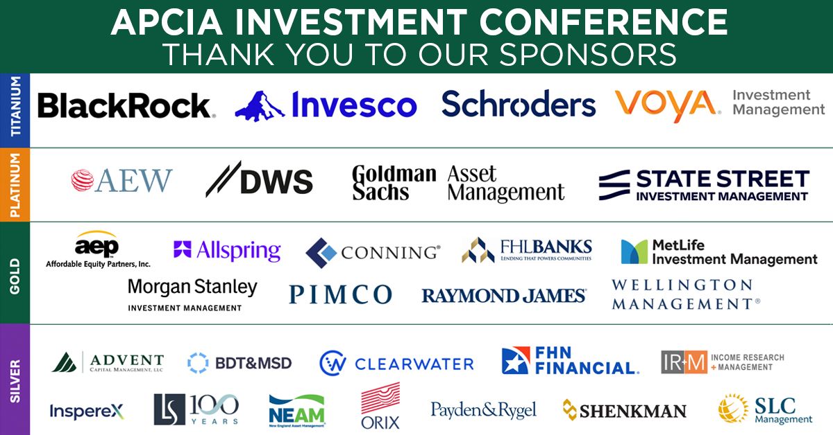 TeamAPCIA's tweet photo. A special thank you to the sponsors of the 2026 APCIA Investment Conference! #IC2026 https://t.co/k1lCGwZ1W7