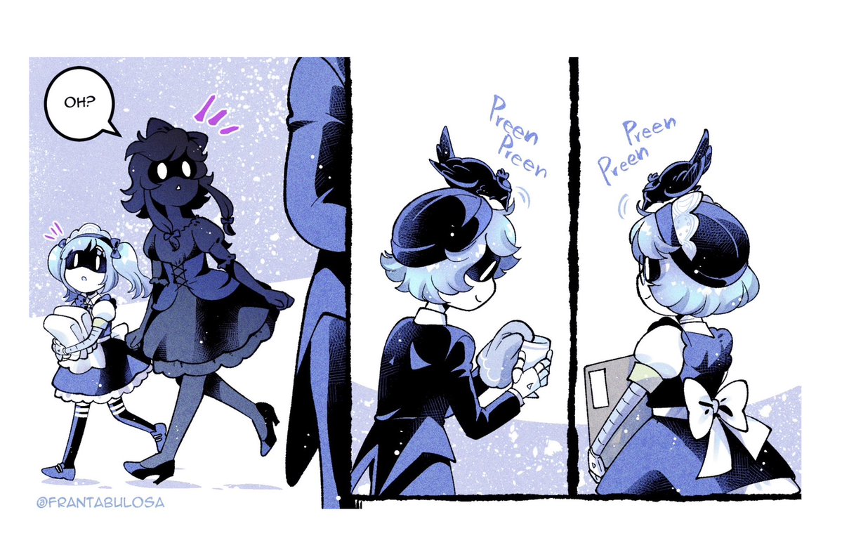 frantabul0sa's tweet photo. A wild Tessa appears and she understands Crowzi’s love language haha. I loved drawing Uzi preening N and Vs hair, it’s so cute, weh! 😭😭💕 #murderdrones #tessa #crowzi https://t.co/uwsiE5IwIB