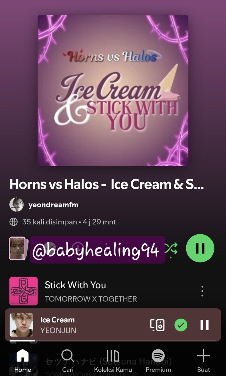 babyhealing94's tweet photo. 26/09/2026
ICE CREAM & SWY (P)
#TeamDevilbatu
HORNS vs HALOS STREAMING PARTY
#TOMORROW_X_TOGETHER #YEONJUN https://t.co/egtB2ylZYJ