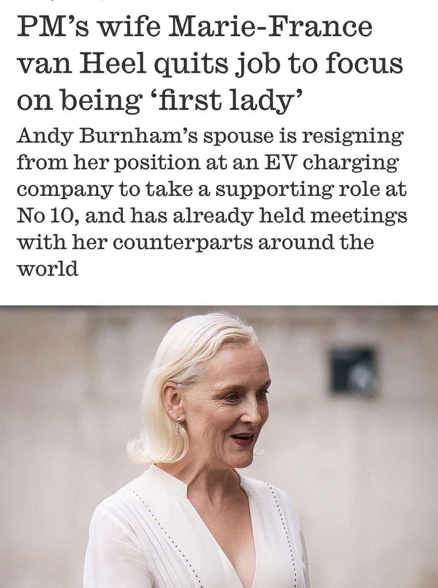 Artemisfornow's tweet photo. Oh look… No 10 manipulation in full manipulation mode.

We’re now calling the entirely unofficial role of the Prime Minister’s wife the “FIRST LADY”?

Er… Britain doesn’t have a First Lady.
Nobody voted for the PM’s wife, she has no constitutional office, BUT now she’s been given a formal role? Paid for by us?