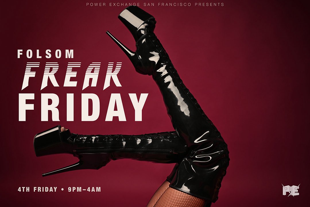 PowerExchange's tweet photo. Folsom Weekend starts TONIGHT at Power Exchange. 😈

FOLSOM FREAK FRIDAY • 9 PM–4 AM

Two floors open to everyone. Level 3 reserved for couples &amp; singles in female attire.

Eventbrite guarantees entry. Cash at the door; ATM inside.

🎟️ https://t.co/TpwlCRPE6n

#FolsomWeekend https://t.co/SKn3IENxMo