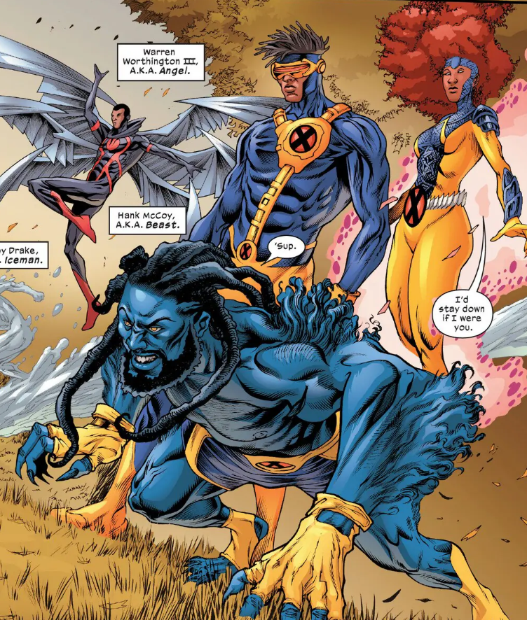 SiteJamesons's tweet photo. PRETOS! Nos quadrinhos, o mutante Bishop veio do futuro e ele cresceu em campos de concentração para mutantes. Ele não tinha acesso à internet, livros ou a qualquer banco de dados.

Ele soube da existência dos X-Men apenas por histórias que a sua avó contava, de heróis do passado que lutaram e defenderam a espécie mutante.

E o Bishop, uma criança negra, ao usar sua imaginação para imaginar como seriam esses heróis mutantes que a sua avó descrevia, idealizou pessoas negras.

Foi um choque de realidade quando ele, já adulto, viajou para o passado, conheceu pessoalmente os seus heróis e descobriu que eles eram brancos 😅