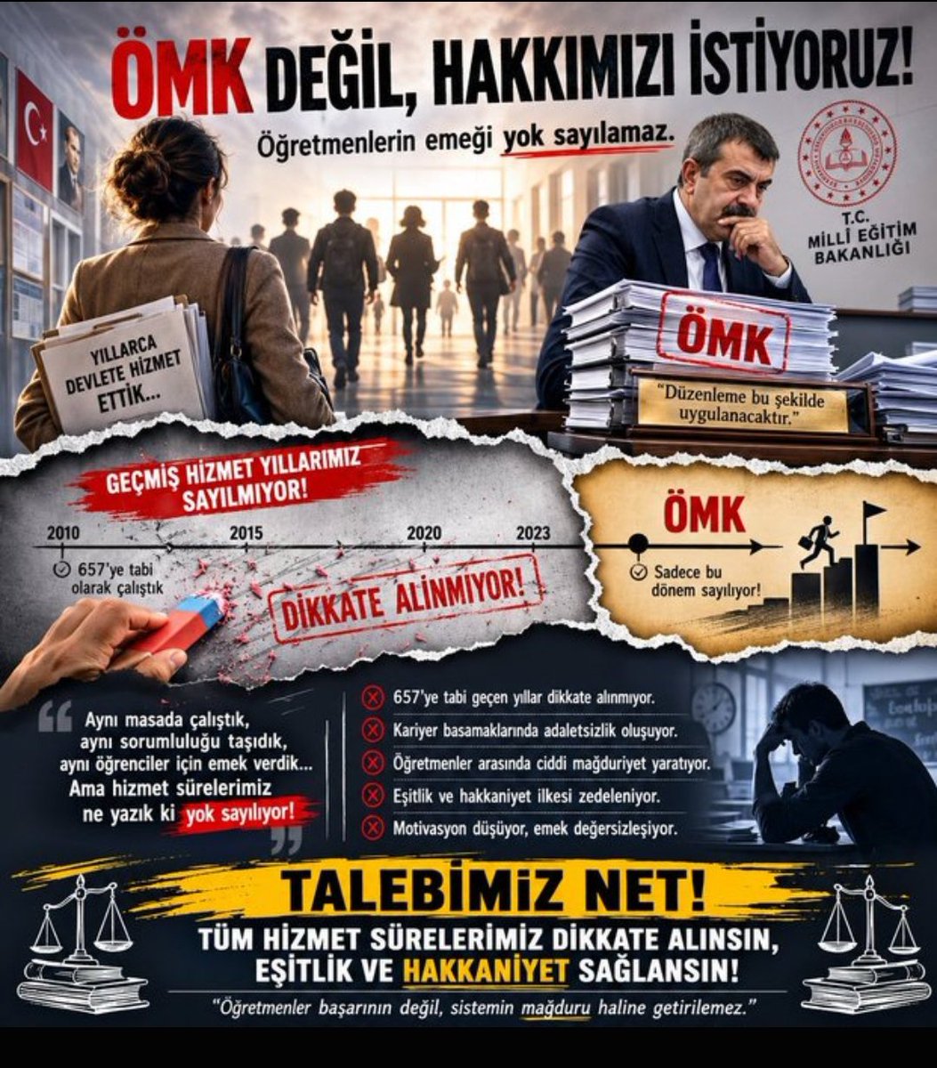 nac_servet52079's tweet photo. Farklı bakanlıklardaki 657'ye tabi sürelerimizin kariyer basamaklarında sayılmasını talep ediyoruz.
@RTErdogan 
@tcbestepe
@Yusuf__Tekin
@Akparti
@MHP_Bilgi
@TBMMGenelKurulu
#meb #kariyer https://t.co/bzIFJkMrcN