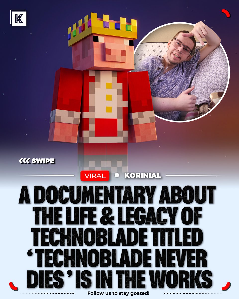 JoettaDell's tweet photo. A documentary on Technoblade’s life and legacy is officially in the works. Made with his family’s support, it will feature his videos and fan messages. Titled Technoblade Never Dies, the film will premiere at a festival before its theatrical release. https://t.co/J3EGjBgzds