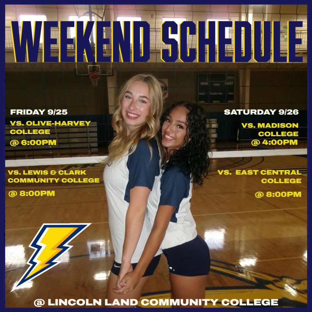 MUChargers's tweet photo. ⚡️🏐 GAME DAY!! 🏐⚡️

Coming off a big MCCAA home win just last night, the Charger Volleyball team is back in action with two matches tonight and two tomorrow at Lincoln Land Community College's showcase in Springfield, Illinois. Good luck, Chargers!! https://t.co/1DSeCLzUNH