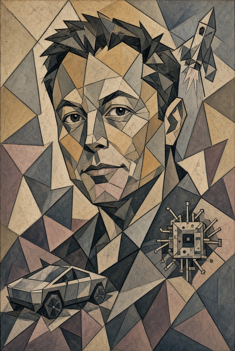 SLOPOPOLYPSE's tweet photo. Hey @elonmusk I asked @grok to paint you in Picasso style and look what it did? Cool isnt it? https://t.co/YeVVJHTNaT