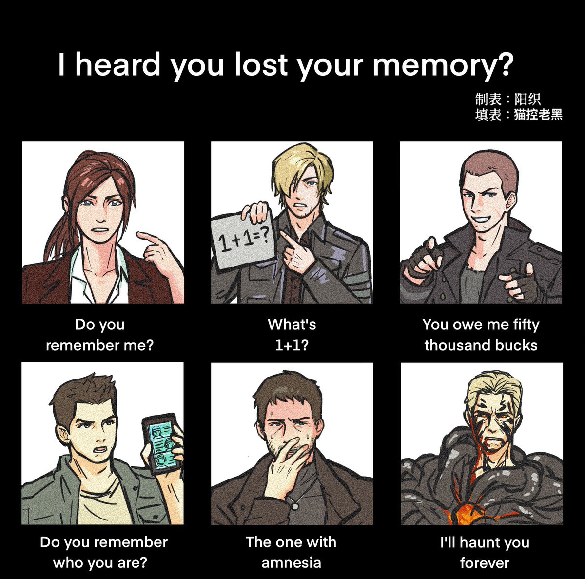 maokonglaohei1's tweet photo. 填个表格玩 
#ResidentEvil https://t.co/NTJHWc3rth