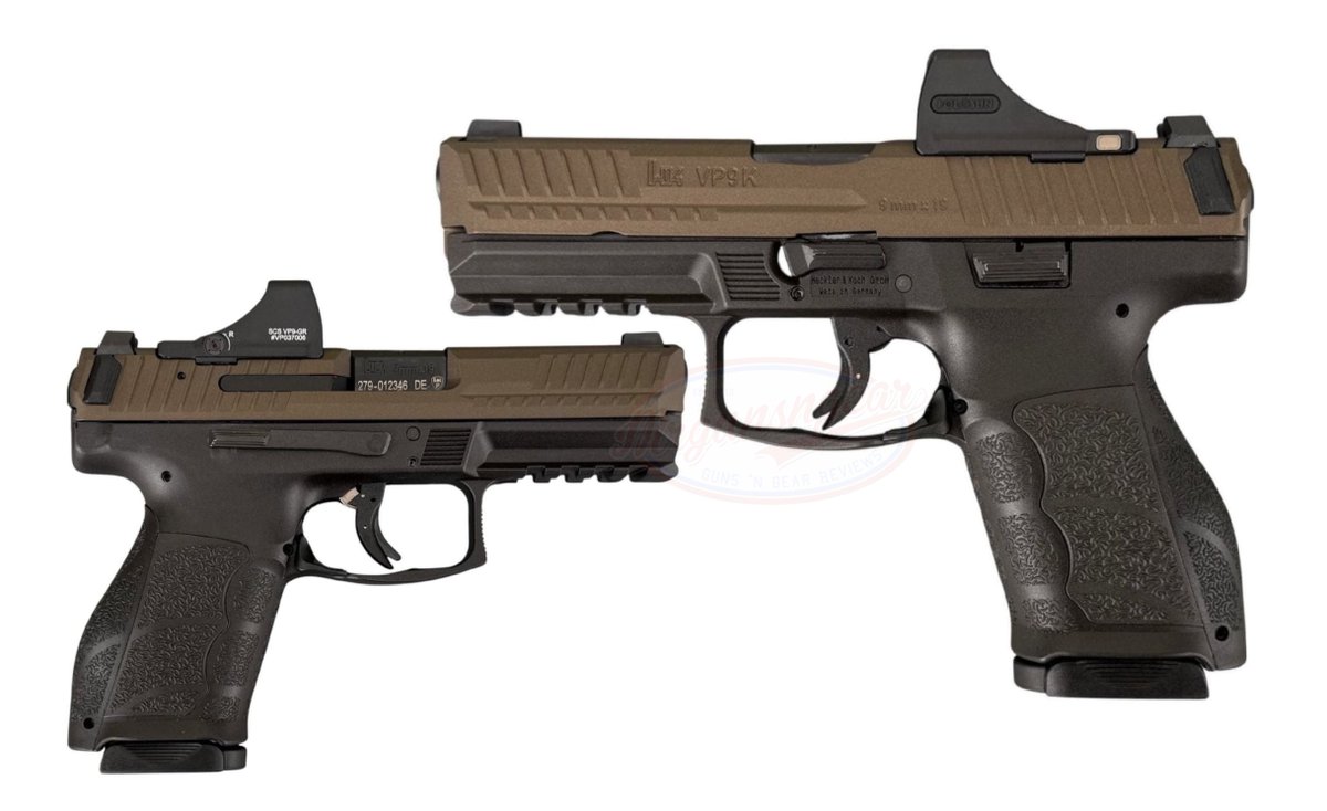 Mrgunsngear's tweet photo. Heckler & Koch 15+1 VP9A1 K (G19 size) with Holosun SCS direct mounted solar powered optic, FDE cerakoted slide, NiB trigger components, and superior ambi paddle magazine release (🤌🏽) for $899 currently here: https://t.co/jxc6j3qqRk

Review is up on my channel; cheapest I can recall seeing this version 🚬