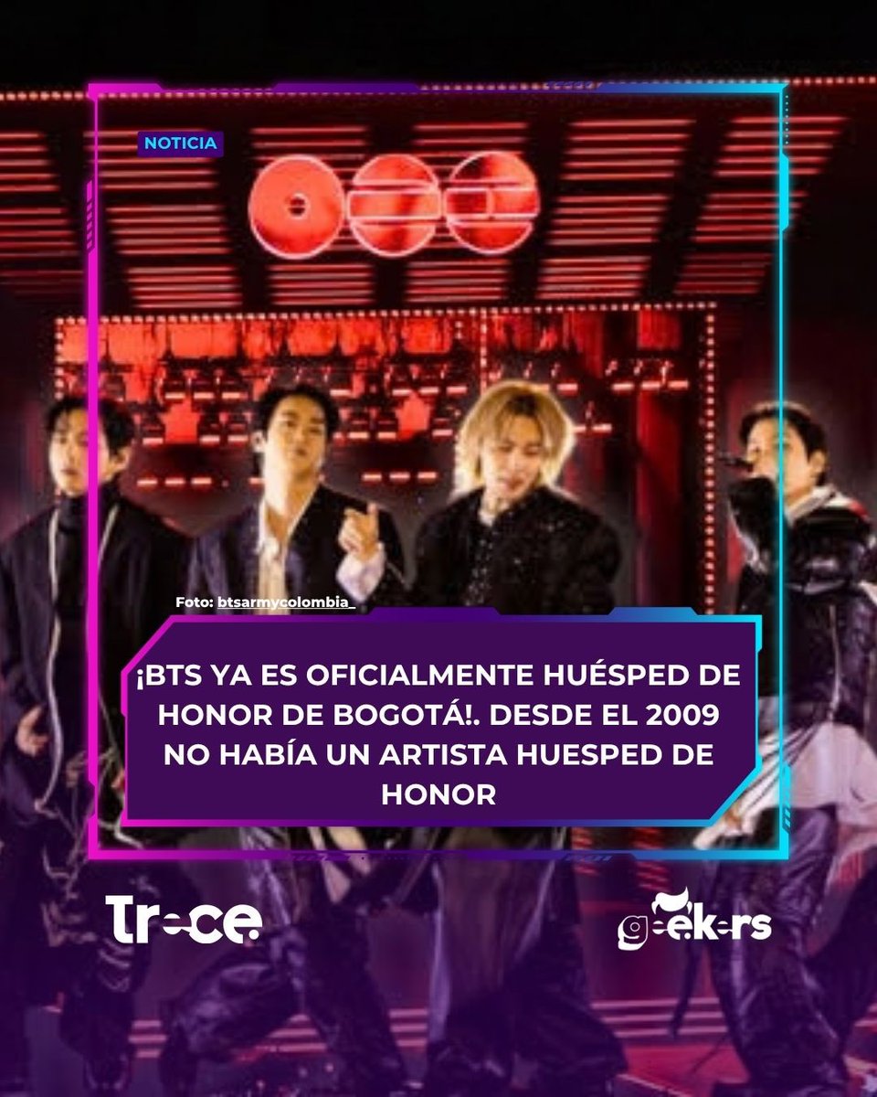 CanalTreceCO's tweet photo. 🚨💜 ¡SÍ SE PUDO! BTS serán Huéspedes de Honor en Bogotá y la capital se viste de morado. 🧵👇

Tras la movilización de @btsarmycolombia_, el alcalde Carlos Fernando Galán confirmó que la ciudad se prepara con toda para las fechas del 2 y 3 de octubre en El Campín:

1️⃣ 🏅 Huéspedes de Honor: Reconocimiento oficial de la ciudad a la banda.
2️⃣ 🏛️ Ciudad Morada: El Palacio Liévano y la Torre Colpatria se iluminarán de morado.
3️⃣ 🚌 Movilidad: TransMilenio operará con horario extendido y logística de orientación en El Campín.

💬 ¿Desde qué ciudad o región viajas a Bogotá para ver a BTS? 💜

#BTSenBogota #BTSARMYColombia #CanalTrece #BogotaSeVisteDeMorado #HuespedesDeHonor