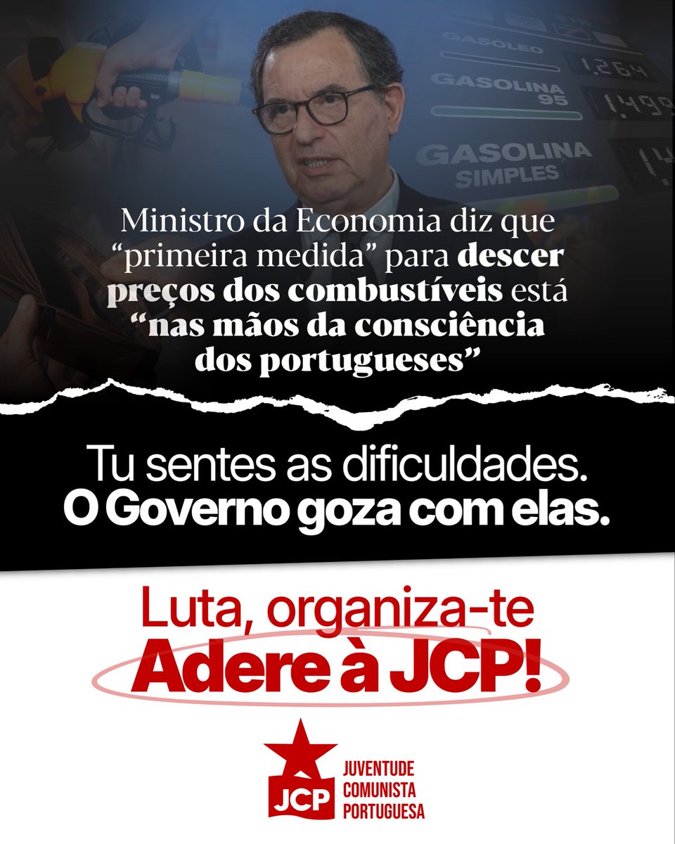 jcp_pt's tweet photo. Tu sentes as dificuldades. O governo goza com elas.
Luta, organiza-te. Adere à JCP!
#governo #jcp #custodevida https://t.co/A2ndVqdvC1