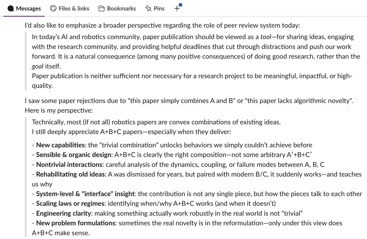 GuanyaShi's tweet photo. NeurIPS decisions brought joy to some and disappointment to others. My first NeurIPS paper was in 2020, but given how much AI and robotics have changed, it feels like a lifetime ago.

I’ve shared a few thoughts with my students on the role of publications and so-called “A+B” research, and I’d like to share them more broadly here.