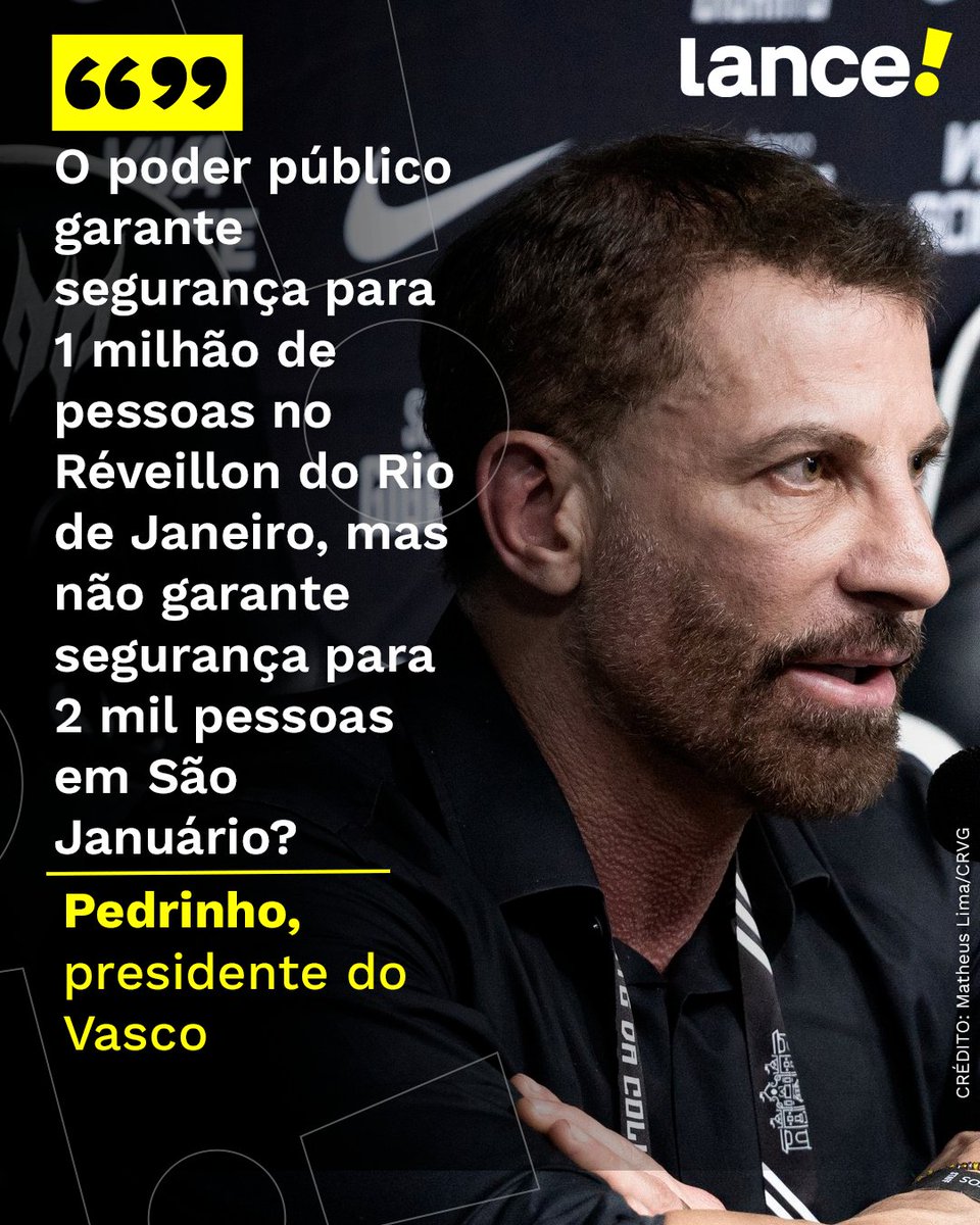lancenet's tweet photo. PEDRINHO SOLTA O VERBO! 💥💢
O presidente do Vasco questionou as exigências de segurança em São Januário e comparou a situação com os grandes eventos realizados no Rio de Janeiro.
O que achou da cobrança do mandatário vascaíno? Comente aqui! 👇
#redes6 #LanceInforma #Aspa https://t.co/RsOdRulYnt
