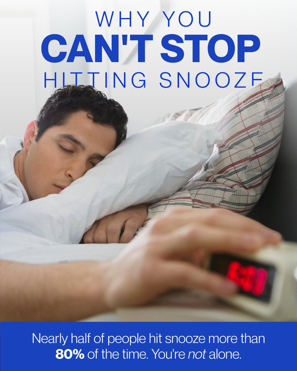 BetterSleepOrg's tweet photo. Over 21,000 Sleep Cycle app users were surveyed in a 2025 Mass General Brigham study, and 45% of them admitted to hitting snooze more than 80% of the time. So if you're one of them, you're in good company.

Learn how to break the snooze habit: https://t.co/UMvkfGqaYQ https://t.co/e5nIPqGIXI