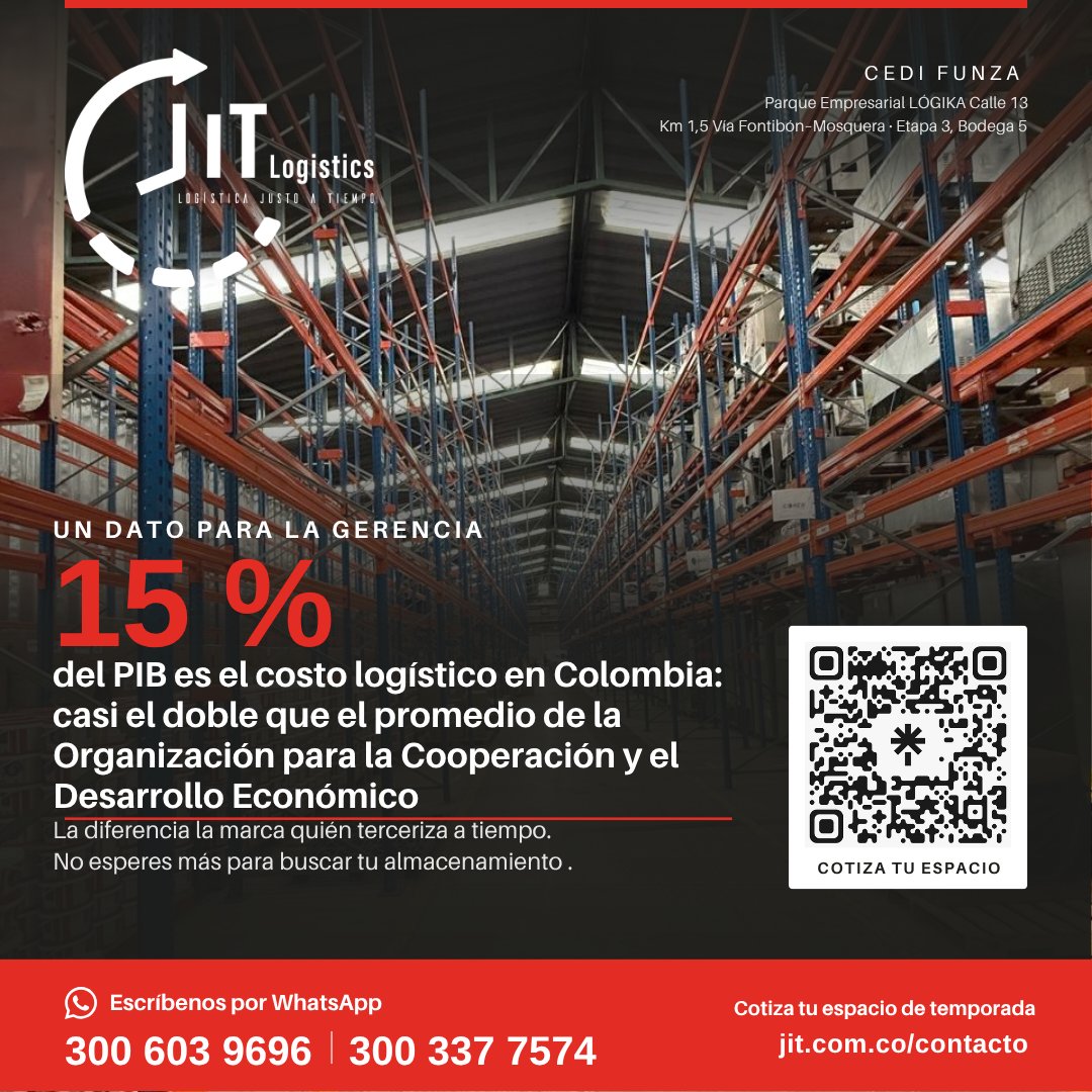 logistics_jit's tweet photo. De cada $100 que factura una empresa en Colombia, $15,60 se van en logística (DNP, ENL 2024). 
En la OCDE: $8–$10. 
Quien terceriza a tiempo no paga esa diferencia. 
 
https://t.co/BFTGU4xEBQ  #LucroCesante #3PLColombia https://t.co/WTo628zMEc
