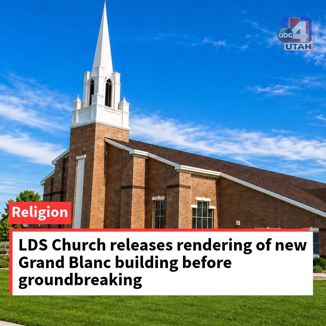 abc4utah's tweet photo. The Church of Jesus Christ of Latter-Day Saints has released a rendering of the new building at Grand Blanc ahead of the one-year anniversary of the shooting where four people were killed.  https://t.co/OeXVgc5QKA https://t.co/ZG37EEX597