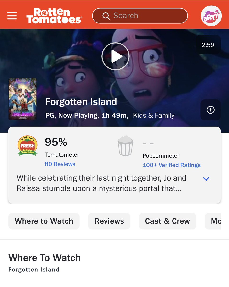 HollywoodHandle's tweet photo. ‘FORGOTTEN ISLAND’ is now certified fresh on Rotten Tomatoes with a 95% score 🍅 

One of the best animated films of 2026. https://t.co/l5MYJUro3m