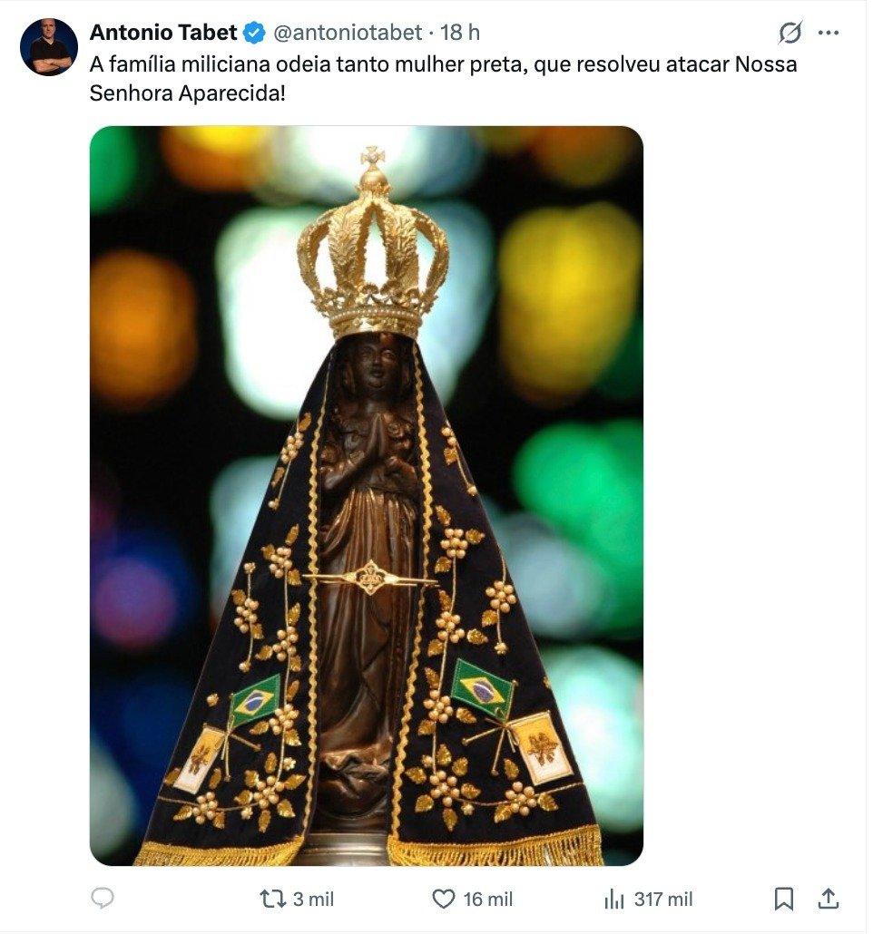 cynaramenezes's tweet photo. que diabo é isso? o @antoniotabet fez um post falando da "família miliciana", sem citar flávio, e o andré mendonça mandou apagar? 
mas então "família miliciana" virou sinônimo de "família bolsonaro"? https://t.co/M8amkjDngW