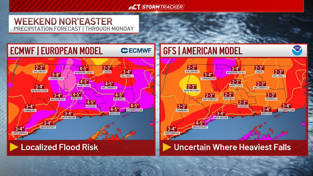 ryanhanrahan's tweet photo. Afternoon Nor’Easter Update: Gusts 50-60 mph along the shoreline Sat-Sun AM, lower inland. Trees/power lines may come down. 

Coastal flooding likely at vulnerable spots on the Sound, especially Sat &amp; Sun AM/midday high tides. Storm surge of 3 ft possible. https://t.co/UO0xCFoSIK