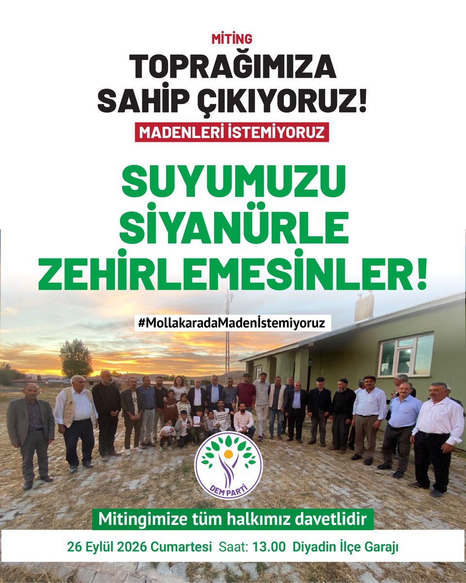 Halide_Turkoglu's tweet photo. Em ê nehêlin ku ji bo berjewendiya şirketan, siberoja gel bê tunekirin!

Şirketlerin kârı için halkın 
geleceği yok edilemez! 

Em hemû gelê xwe vedixwînin mîtînga xwe.
Yarın saat 13.00 da Ağrı’da doğamız, havamız, suyumuz, toprağımız için miting alanında buluşuyoruz. https://t.co/6orlhK3raI