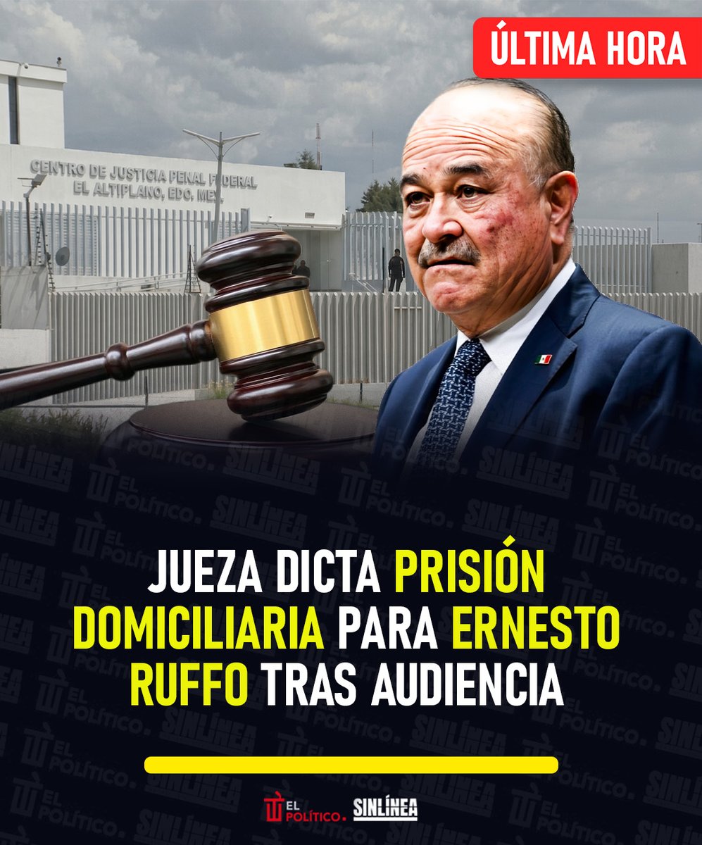 SinLinea_Mx's tweet photo. 🚨 #ÚltimaHora 🚨 | ¡Sale de la cárcel! 💣💥

🔴 Una juez modificó la medida cautelar contra #ErnestoRuffoAppel, quien enfrentará en prisión domiciliaria el proceso por su presunta participación en un esquema de huachicol fiscal 👩🏻‍⚖️

👉🏻 La defensa del exgobernador de BC buscó evitar que sea recluido en el penal del Altiplano mientras avanzan las investigaciones 📂