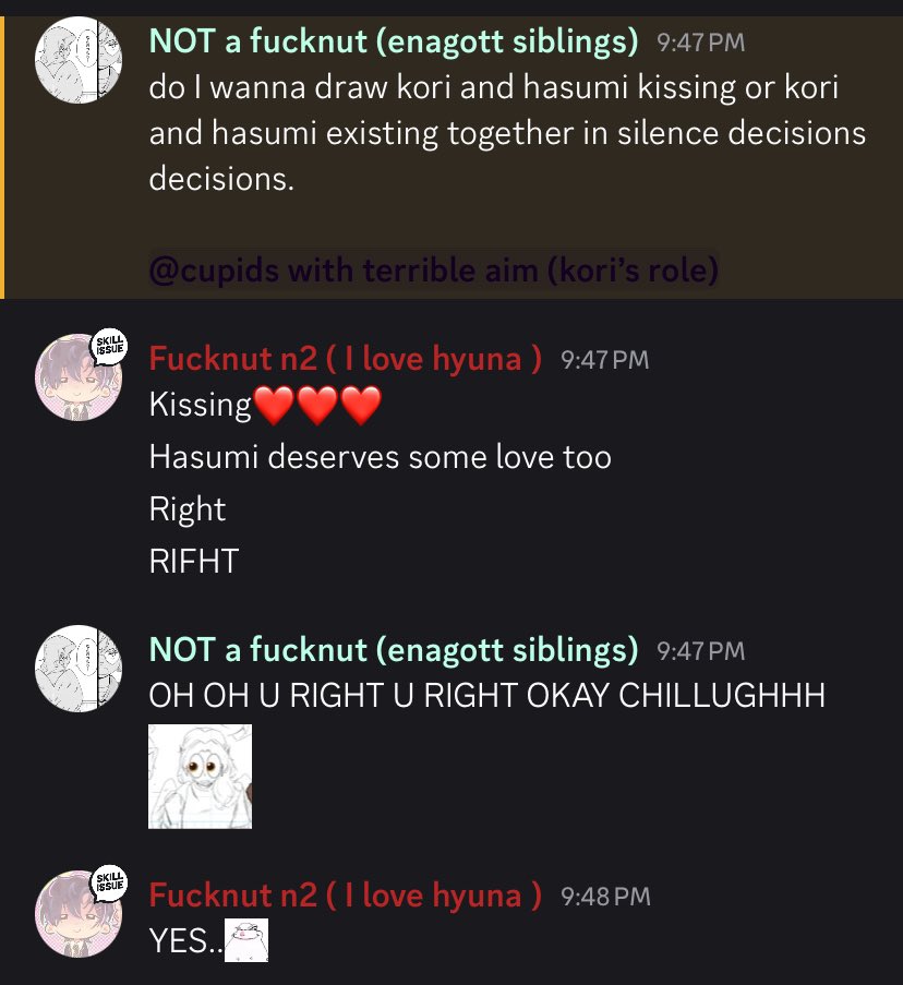 suaglazer4ever's tweet photo. Fine bro I guess😭😭😭😭
#yumeship 

noah is making me draw lesbians 😭😭😭😭😭😭😭im crying😭😭 https://t.co/N0vWDWCHj2
