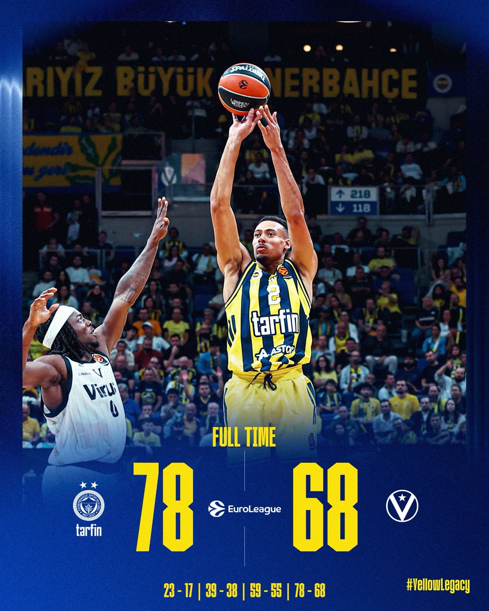FBBasketbol's tweet photo. EuroLeague’de sezona galibiyetle başlıyoruz! 💪

Tebrikler Fenerbahçe Tarfin! 👏

Maç Sonucu | Fenerbahçe Tarfin 🆚 Virtus Bologna: 78-68

Skor dağılımımız: Horton-Tucker 13, Shields 12, Baldwin 12, Key 11, Clyburn 8, Sargiunas 6, Sertaç 5, Melli 4, Forrest 4, Silva 3. #YellowLegacy