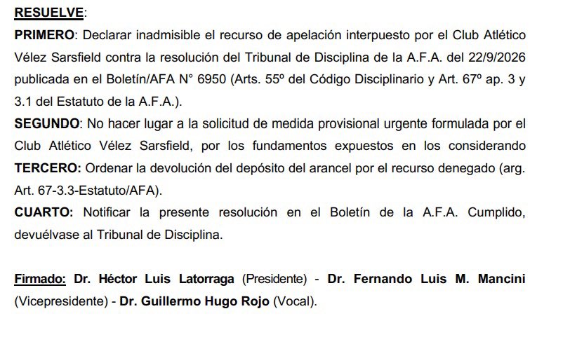 diariobocaa's tweet photo. 🚨 CONFIRMADO: La AFA RECHAZÓ el pedido de Velez para suspender el partido del domingo entre Boca y Racing. [@GerGarciaGrova]

#Boca https://t.co/EwvxVYaH6A