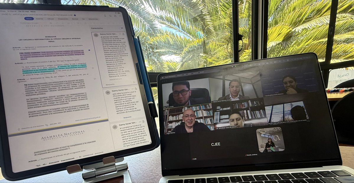 XD11Dan's tweet photo. La reforma del #COIP exige rigor, no consignas. La gravedad de los problemas del Ecuador no justifica improvisaciones: exige mejores respuestas.
Hoy participamos en la mesa de trabajo con la @AsambleaEcuador y el Colegio de Abogados de Tungurahua.
Debatimos sobre crimen organizado, corrupción y responsabilidad penal de las personas jurídicas, entre otros desafíos del Derecho penal ecuatoriano.
Reconozco y celebro la apertura para escuchar y recoger nuestras observaciones. La diversidad de criterios fortalece la deliberación legislativa. Discrepar también es construir.
Las críticas son duras, sí. Pero necesarias. El compromiso académico y profesional no consiste en decirle al poder lo que quiere escuchar, sino en argumentar lo que necesita considerar.
Una reforma penal no se mide por los aplausos que recibe, sino por la solidez de sus fundamentos y las consecuencias de su aplicación.