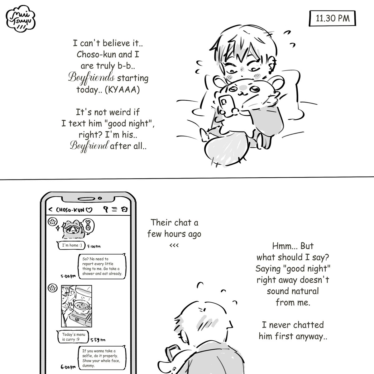 muitsuyu's tweet photo. Chonao 🩸🦊
*Late* Day 3: first bf, highschoolers (i don't mention it but i'm thinking they're in 3rd grade here)

𝓢𝓵𝓮𝓮𝓹 𝓒𝓪𝓵𝓵 🌜☁️📞 (1/2)
#chonaoweek2026 https://t.co/7ZFIX2gig6