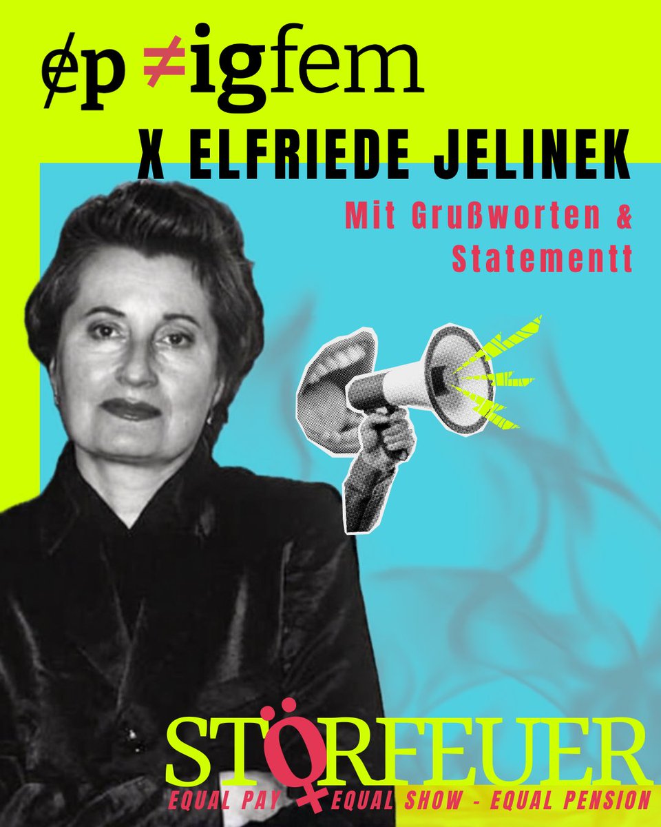 igfemat's tweet photo. Elfriede Jelinek × ≠igfem 🔥

Mit persönlichen Grußworten &amp; einem Statement ist ihre Stimme Teil des STÖRFEUER Literaturfestivals.

📍 Margareten, Wien
📅 2.10. | ab 15 Uhr
EQUAL PAY – EQUAL SHOW – EQUAL PENSION
🔗 https://t.co/XCZBV9VYIw

#Literatur #Lesung #Symposium https://t.co/eVWQ6o9vEq