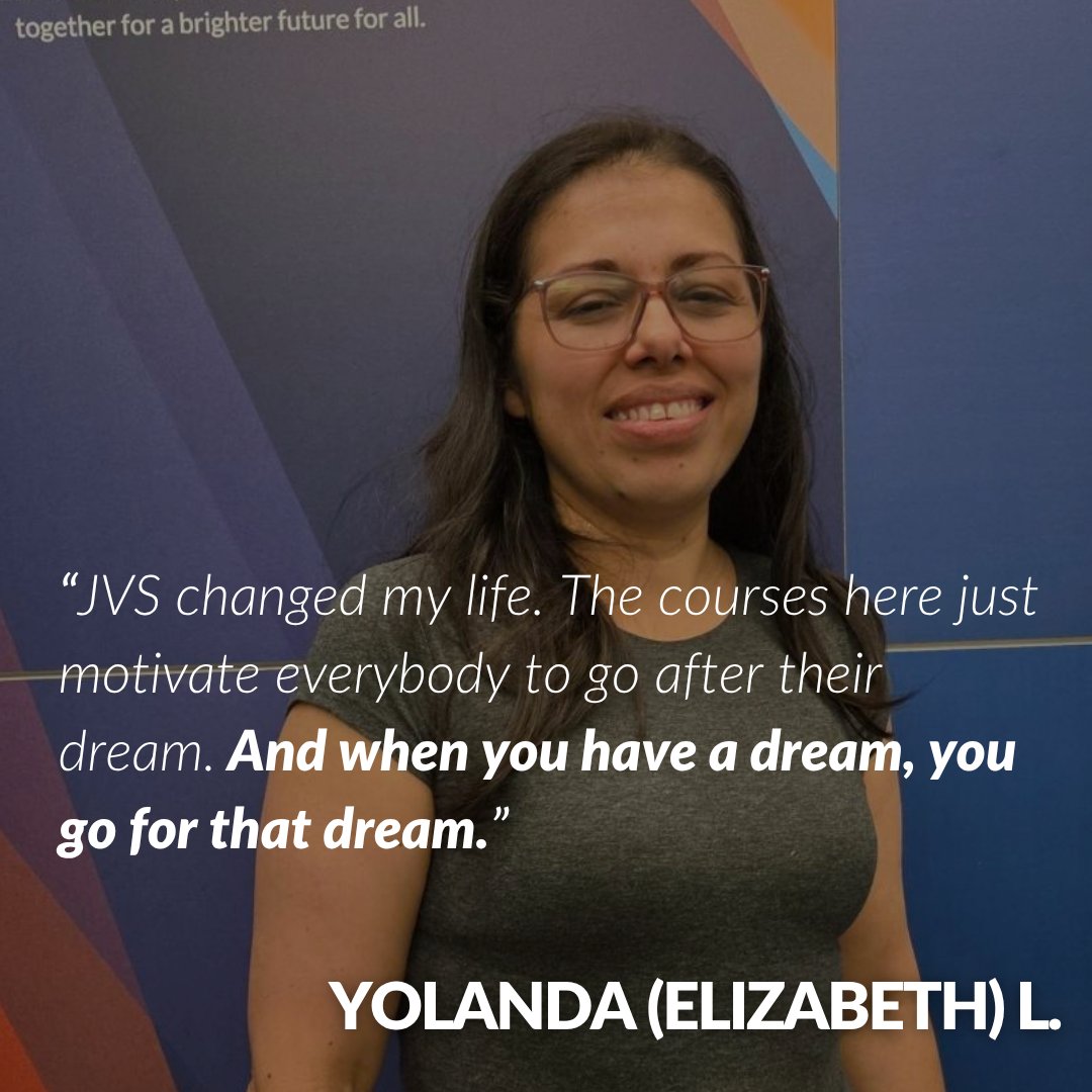 JVSBoston's tweet photo. Achieving a dream job can feel impossible. That's why our coaches at JVS give clients like Elizabeth the professional training to build pathways toward the careers they've always dreamt of.

Click here to sign up for our FREE English 2 Employment program: https://t.co/ci3QN8wLIl https://t.co/SWzbt03gW2