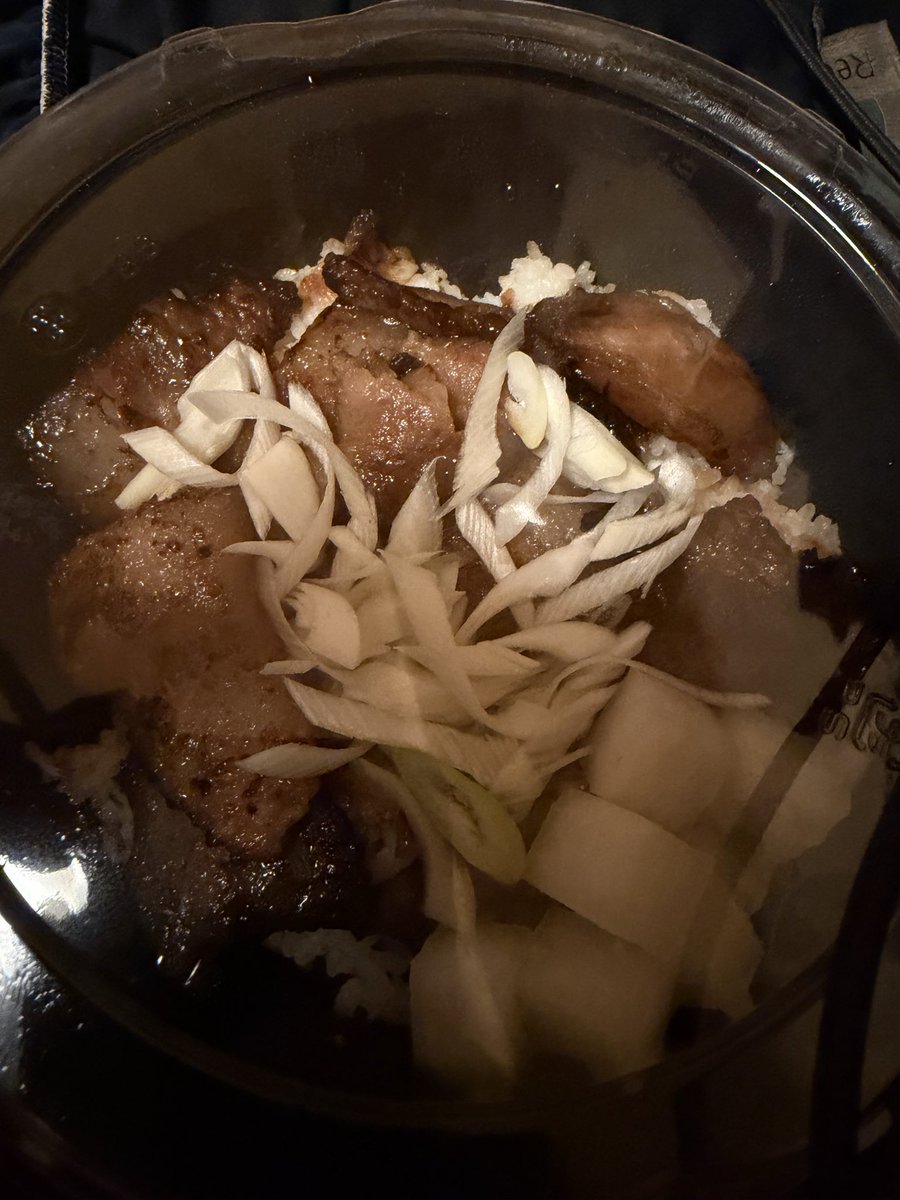 takuya_hyon's tweet photo. どうしても
カレー食べたい
と思って某大手カレー屋で頼んだら

絶対に ネギ豚バラ丼 が届いて

今、ひとりで爆笑してるw

頼んだ店の商品欄見てもこの商品取り扱ってすらないのね？笑

配達が入れ替わっちゃったのかと思い
確認したけど私にしか届けるものが無かったから違うとのこと..

え!?
どこから迷い込んで来たのこの子w