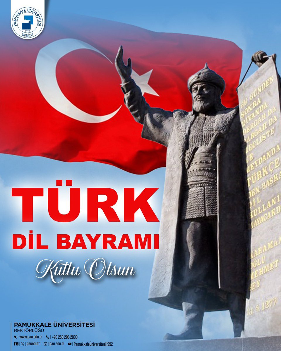 pauedutr's tweet photo. 🇹🇷 Türk Dil Bayramı Kutlu Olsun!

Dilimiz; kültürümüzün, tarihimizin ve ortak hafızamızın en güçlü taşıyıcısıdır.

Türkçemizin zenginliğini yaşatan, koruyan ve gelecek kuşaklara aktaran herkesin Türk Dil Bayramı kutlu olsun. 🇹🇷

#PamukkaleÜniversitesi #PAÜ #TürkDilBayramı #Türkçe https://t.co/ouw1cNq4oJ