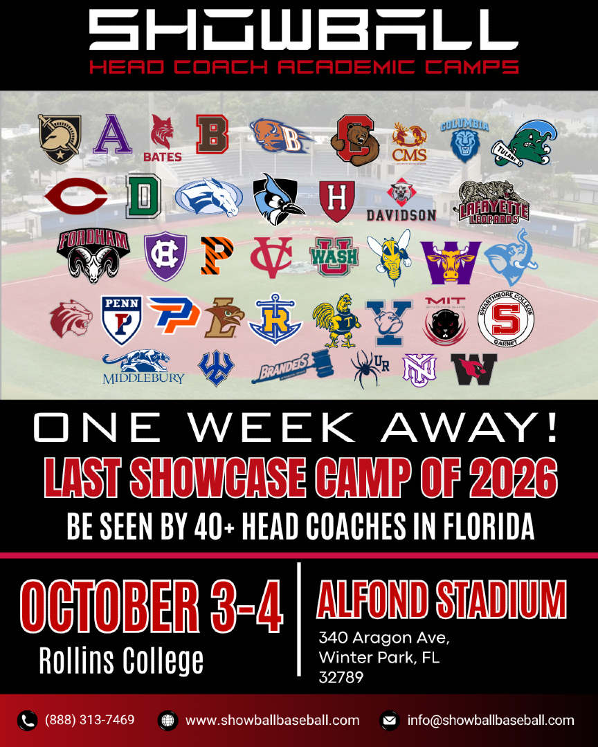 ShowBallCamps's tweet photo. LAST CAMP OF 2026! We are one week away from our Florida Showcase Camp. Secure your spot in the final camp of the year. Get seen by 40+ head coaches in Florida!

#showball #showballbaseball #collegebaseball #collegebaseballrecruiting #showcasecamp https://t.co/g63tB98lUu