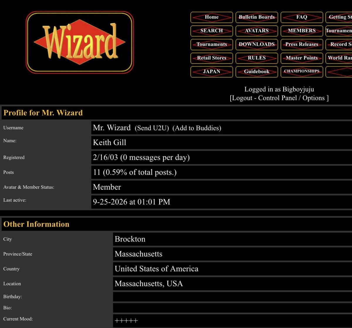 BigboyJuju's tweet photo. The Mr. Wizard account has been active again, with the mood section updated back to “+++++”.

Whatever the meaning behind it, the account is clearly not sitting untouched.

Last login: 25th September 1:01pm 

$GME https://t.co/6tkYebcksn