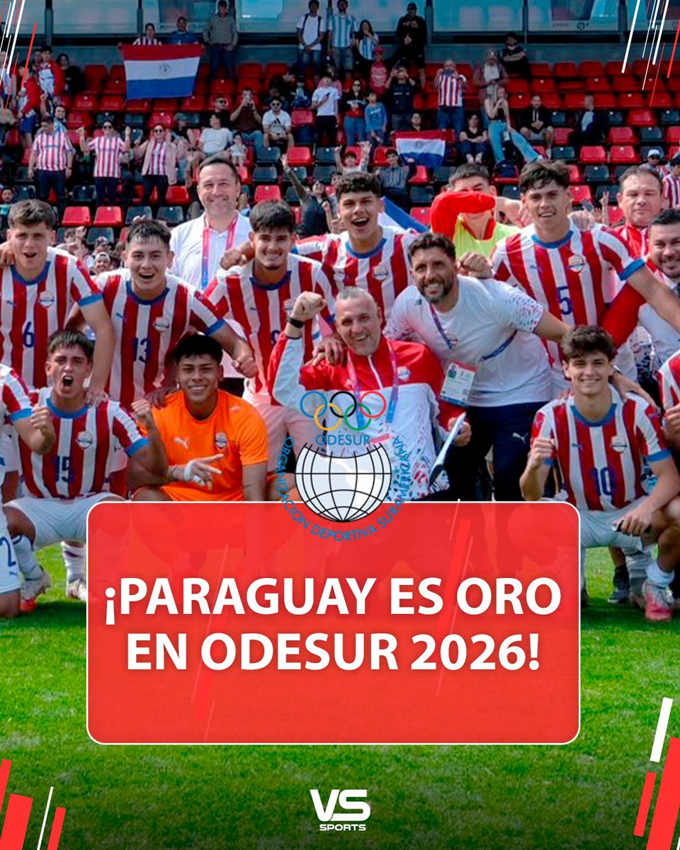 SomosVsSports's tweet photo. #Odesur2026 | ¡PARAGUAY ES DE ORO! 🇵🇾🥇

El combinado guaraní fue más efectivo en los penales, derrotó (5-4) a Argentina en su casa y se alzó con la Medalla de Oro en los Juegos Odesur por segunda vez de manera consecutiva.

¡VAMOOOOS, PARAGUAY! 👏

#somosvssports https://t.co/TLNBtLVSog