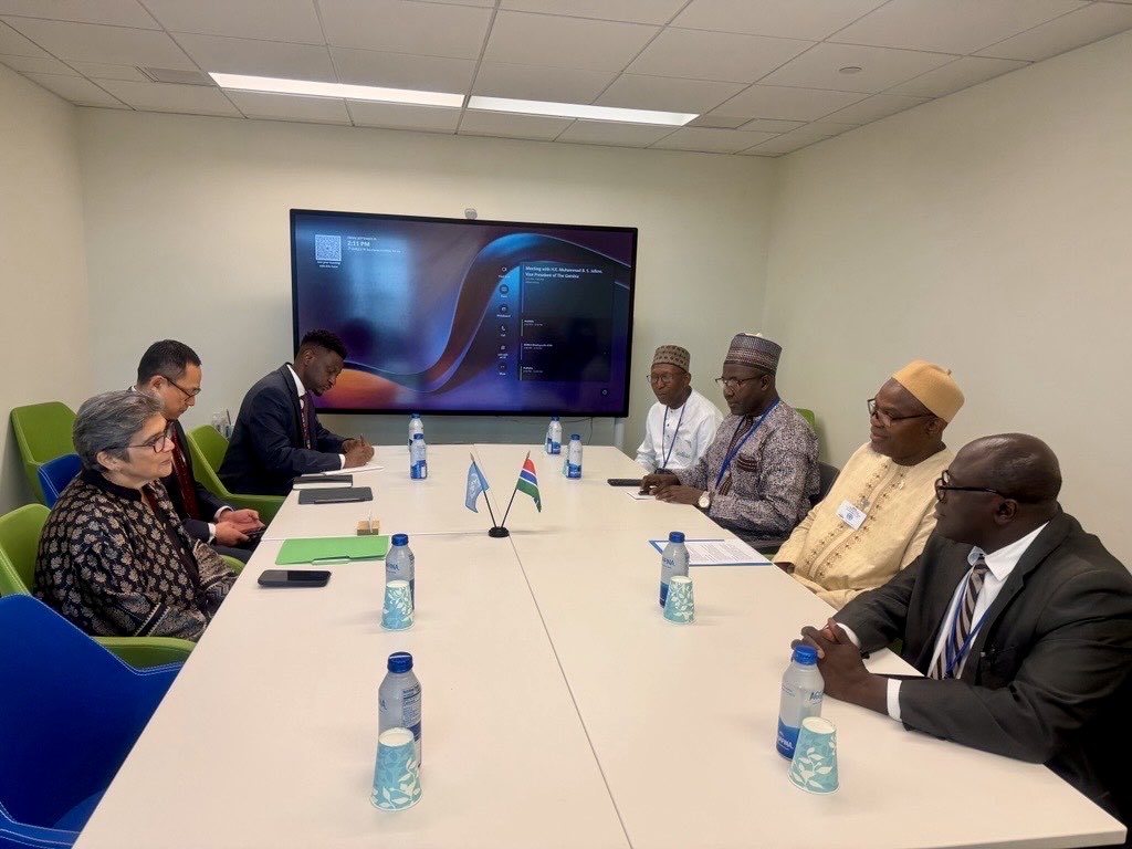 USG_OHRLLS's tweet photo. Honoured to receive @OVP_gm VP Muhammed B.S. Jallow 🇬🇲, Chair of the #LDC Group. I congratulated The Gambia on assuming the #LDC Chairmanship at a critical moment as we build momentum toward the 2027 #DPoA #MTR in Doha. @UNOHRLLS stands ready to support 🇬🇲 every step of the way. https://t.co/zDO5hmsg72