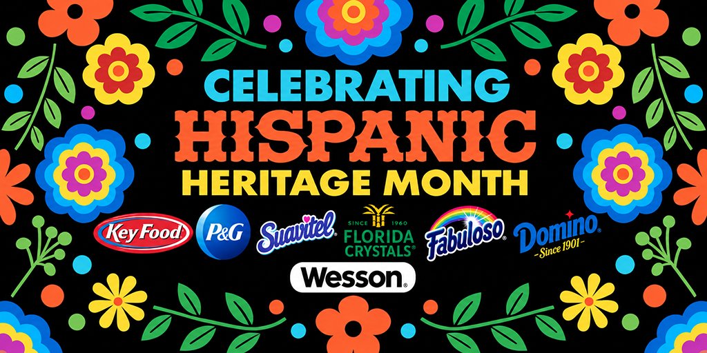 KeyFood's tweet photo. KeyFood is proud to celebrate Hispanic Heritage Month &amp; honor the accomplishments of the community. Shop participating @dominosugar, @FLCrystalsCorp, Wesson, @ProcterGamble, Fabuloso or Suavitel products &amp; be entered for a chance to WIN a KeyFood gift card https://t.co/Fu4dS6liD8 https://t.co/RvIgNhCB1C