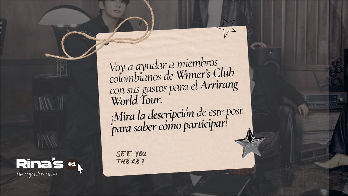 wnnerina's tweet photo. ✦ AYUDANDO A ARMYS COLOMBIAN@S CON SUS GASTOS PARA ARIRANG ✦ 🇨🇴

↳ estaré ayudando con dinero para algunos de sus gastos para ARIRANG este octubre ♡

Cómo entrar:
♡ Sígueme + RT
♡ Únete a wnner’s club y verifícate en Discord (link en el fijado)
♡ Comenta un aproximado de cuánto necesitas (no cantidad exacta) + para qué lo usarías: viaje, hospedaje, comida, merch, etc. ♡

BONUS: responde con una captura de que ya estás en wnner’s club <3

participación abierta hasta el 30 de septiembre ♡

───── SOLO COLOMBIA 🇨🇴 | estaré haciendo esto para otros países de LATAM durante el tour ♡
