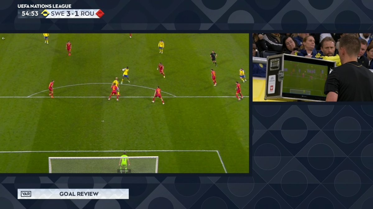 foet247europa's tweet photo. The goal has been ruled out. #SWEROU https://t.co/4HgqhYSwju