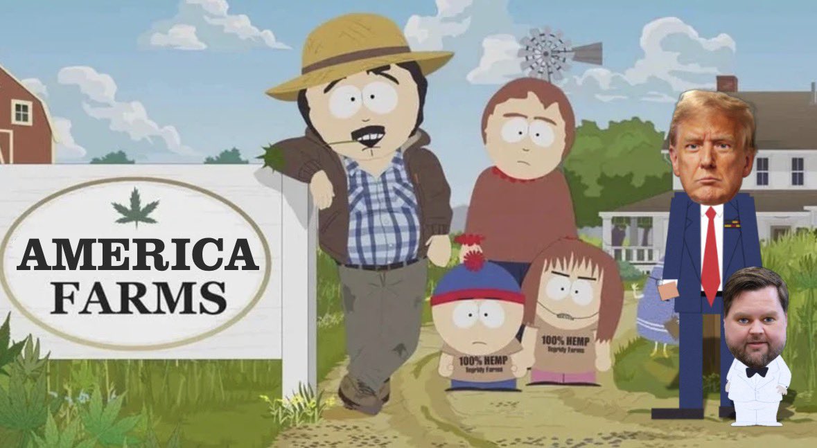 wenbestaburger's tweet photo. 🚨BREAKING 🚨 SOUTH PARK S29 E2 DESCRIPTION LEAKED.

“Trump and Vance returns to South America as they move in with the Marsh’s into their new America Farms weed business.”

Thoughts??!! 👀👀👀 https://t.co/da4G71PLth